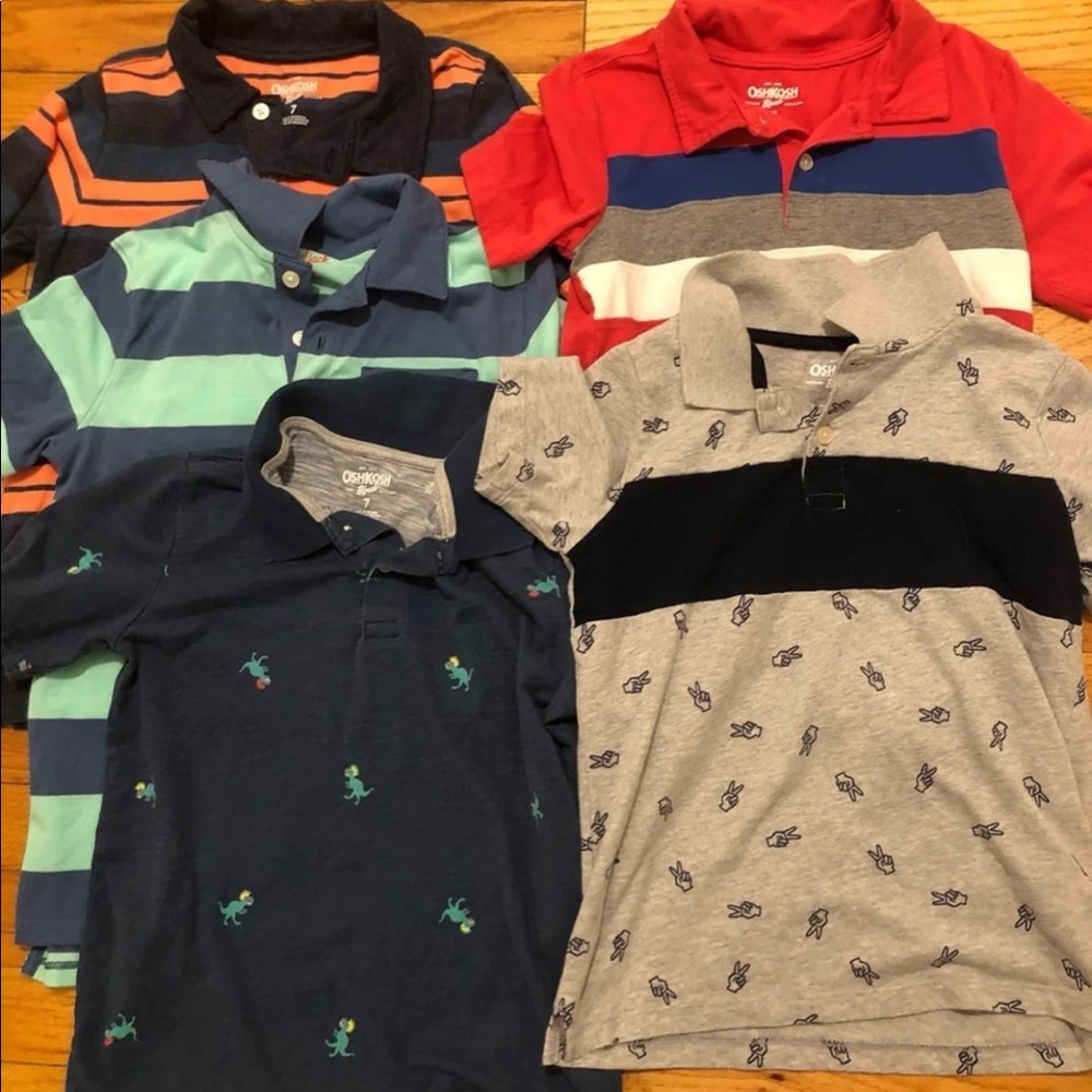 OshKosh Polo shirts, boys 7 + T-shirt + buttondown